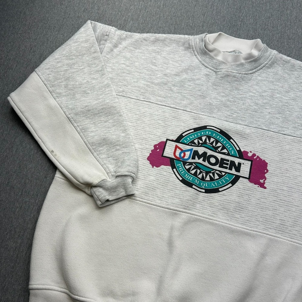 Gear for Sports 90s Style Crewneck Sweatshirt Unisex Medium Gray Moen Logo